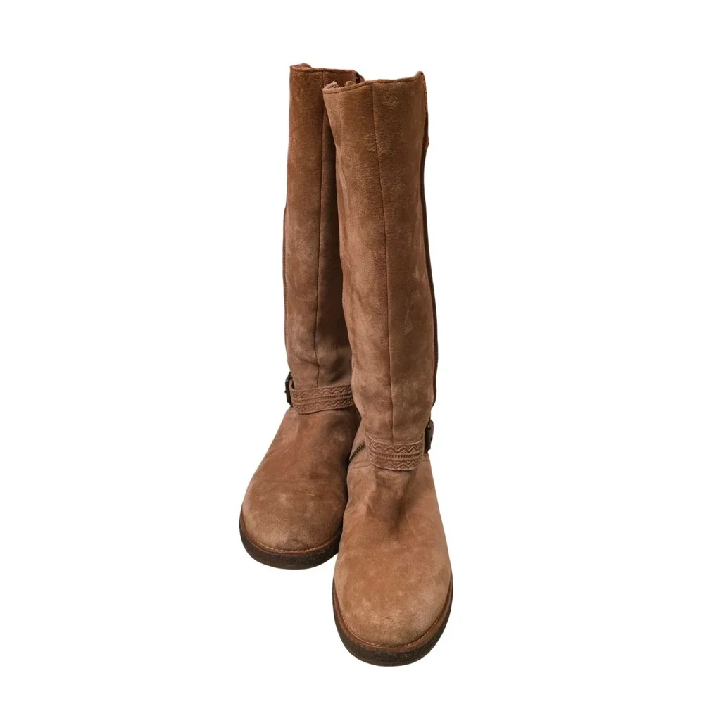 UGG Gellar Tall Suede Leather Waterproof Boots Chestnut‎ Brown 1013196 Womens 8